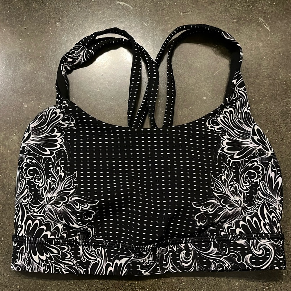 Lululemon Energy Bra Alpine Black/White, size 2